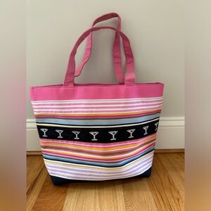 Super cute canvas Martini bag w top zip closure
